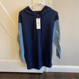 VICI Carter denim sleeve blue hooded dress-NWT